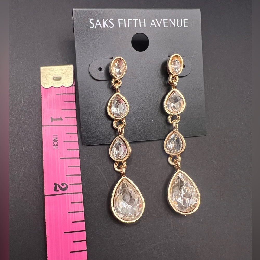 Saks Fifth Avenue Gold and Silver Crystal Earrings - Picture 3 of 9